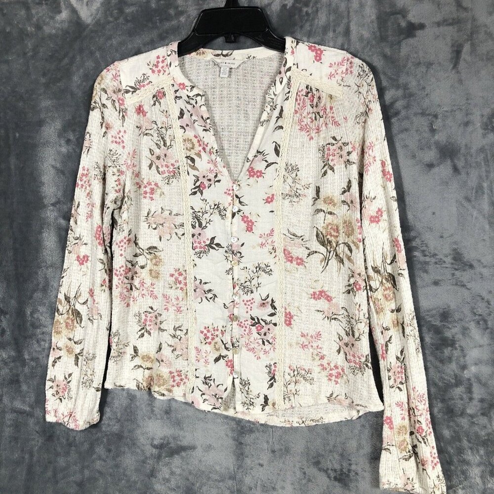 Lucky Brand Women’s Floral Shirt Pearl Buttons Size Small P - Picture 1 of 14